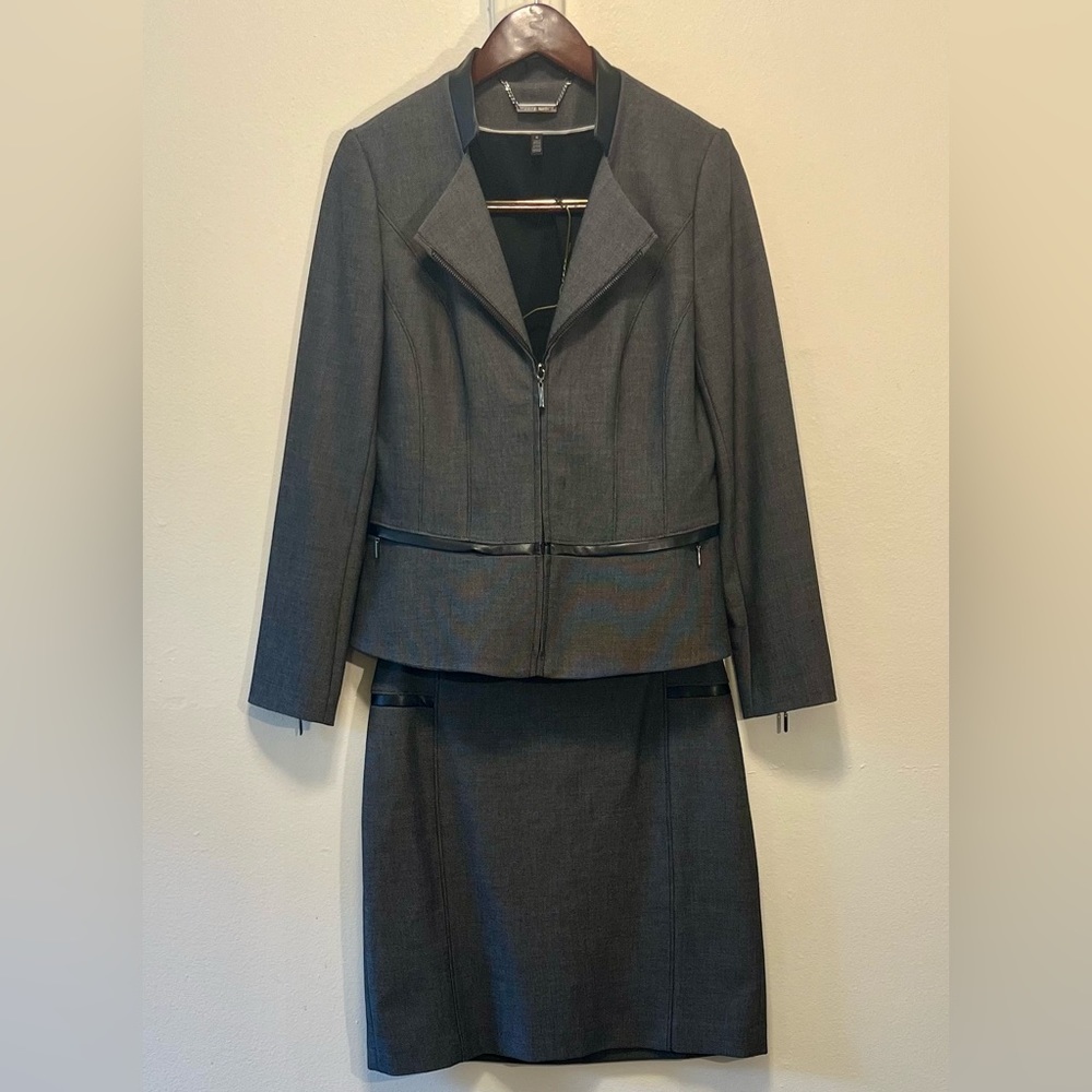 White House Black Market Dark Gray Skirt Suit